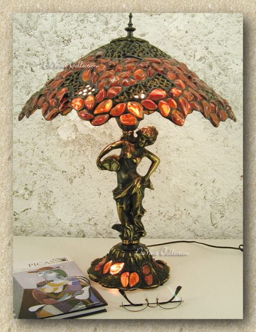 Lampada Tiffany in AMBRA e BRONZO DaVinci Collection